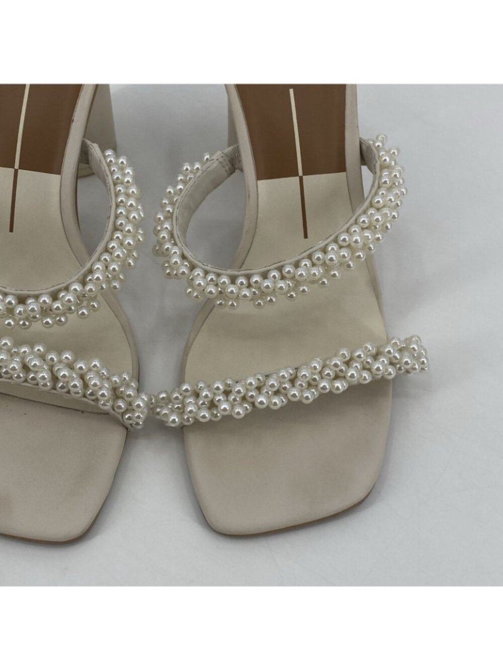 Dolce Vita Women's Size 7.5 Strappy Pearl Block Heel Sandals Ivory - Picture 6 of 16
